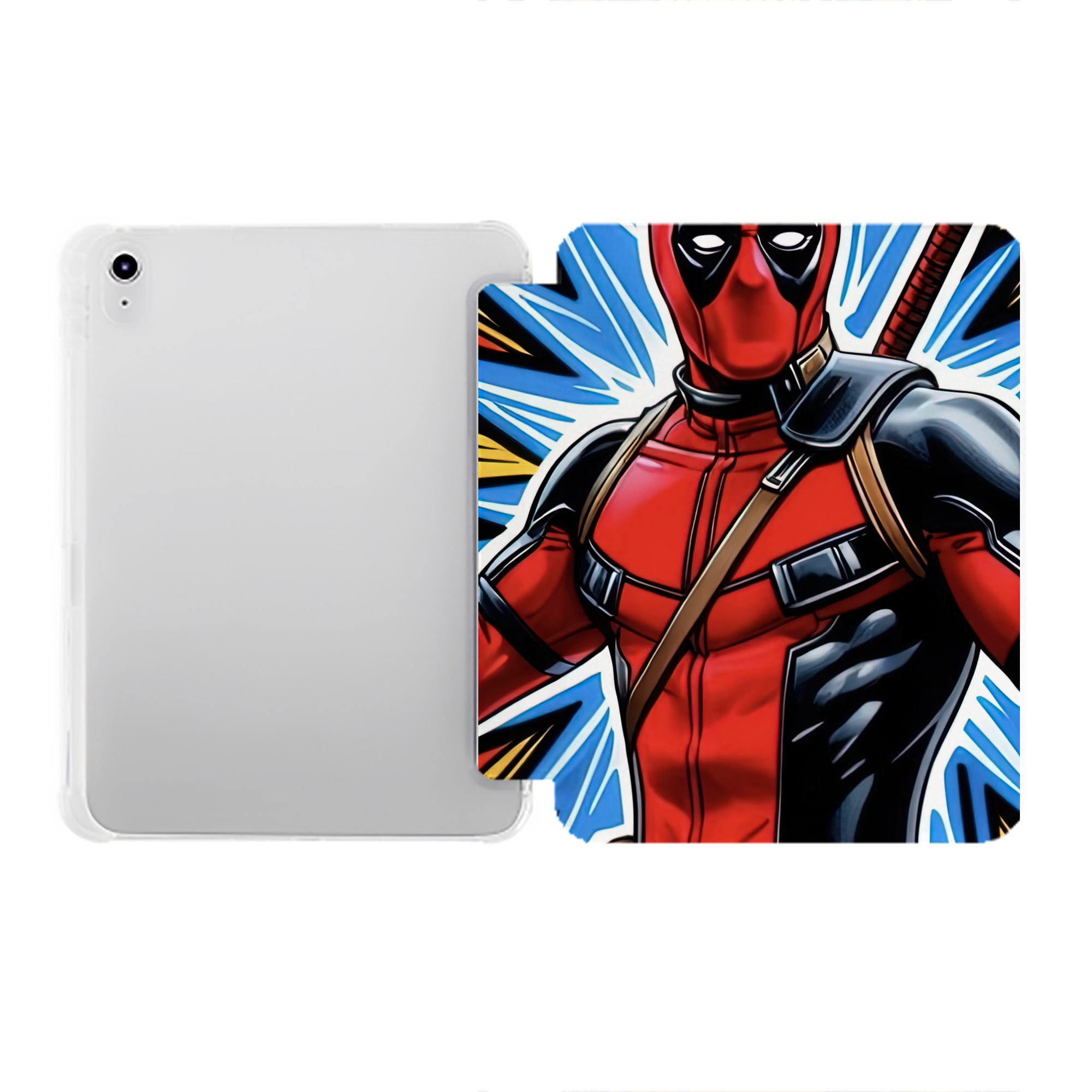 （画像用） Deadpool デッドプール IPad ケース ペン収納付き 三つ折りスタンド PUレザー×シリコン 対応機種9.5/10.5/10.9インチ
